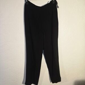 Valerie‎ Stevens Petites Black Pure Silk Wide Leg Dress Pants Size 8P work 26x28